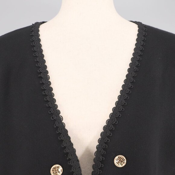 NWT SIONI Faux Double Breasted Scalloped Short Open Jacket Black Size M - Picture 8 of 12